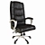 Elegant Black Leather Office Chair 3D model small image 1