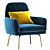 Luxury Vienna Velvet Blue Armchair 3D model small image 1
