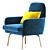 Luxury Vienna Velvet Blue Armchair 3D model small image 3