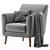Odens Grey Velvet Armchair 3D model small image 1