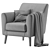 Odens Grey Velvet Armchair 3D model small image 5