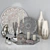 Elegant Silver Decor Set 3D model small image 3