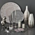 Elegant Silver Decor Set 3D model small image 11