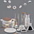 Elegant Coffee Decor Set 3D model small image 3