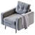 Modern Gray Textile Armchair 3D model small image 2