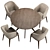 Elegant Louise Chair & Clark Table Combo 3D model small image 4