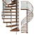 Modern Wood and Steel Spiral Staircase 3D model small image 1