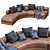 Curved Lewis Leather Sofa - Modern Design 3D model small image 1