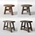 Rustic Wood Foot Stools 3D model small image 2