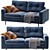 Velvet Blue Mini Sofa 3D model small image 5