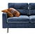 Velvet Blue Mini Sofa 3D model small image 3