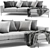 Modern West Elm Harper Chaise 3D model small image 2