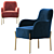 Elegant Golden Velvet Accent Chair 3D model small image 5