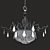 Elegant Nickel Chandelier with Acrylic and Crystal Pendants 3D model small image 2