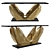 Luxury Marble-Top Console in Gold & Black 3D model small image 1