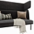 Elegance Velvet Highback Sofa 3D model small image 3