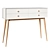 JIMI Console: White MDF, Pine Knob Handles, Birch Legs | 4 Drawers | Wall Mountable 3D model small image 1