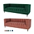 Elegant Nicole Miller Velvet Sofa 3D model small image 1