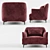 Elegant Gray Velvet Armchair 3D model small image 6