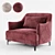 Elegant Gray Velvet Armchair 3D model small image 3