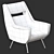 Modern White Armchair with Sleek Design 3D model small image 2