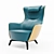 Elegant Mamy Blue Armchair 3D model small image 1