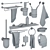 Essentials Bathroom Accessory Set 3D model small image 5