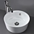 Modern White Countertop Sink 3D model small image 2