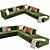 Glam Velvet Hunter Green Sectional 3D model small image 1