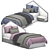 Modern 2-Color Bed Set 3D model small image 1