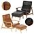 West Elm Mid-Century Leather Chair & Ottoman 3D model small image 1