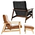 West Elm Mid-Century Leather Chair & Ottoman 3D model small image 2