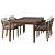 Elegant RH Greystone Dining Set 3D model small image 2