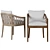 Elegant RH Greystone Dining Armchair 3D model small image 3