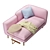 Pink Cotton&Linen Loveseat Set 3D model small image 2