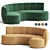 Contemporary Velvet Curved Sofa 3D model small image 2