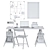 Modern Office Set: Desk, Chair, Shelves, Accessories 3D model small image 5