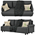 Versatile 3-Seater Sofa Bed 3D model small image 1
