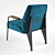 Elegant Gold & Blue Velvet Lounge Chair 3D model small image 3