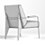 Elegant Gold & Blue Velvet Lounge Chair 3D model small image 5