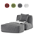 Outdoor Channeled Bean Bag Ottoman: Stylish Seating Solution 3D model small image 2
