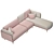 Pink Velvet Sofa Set: Modern, Upholstered, 320cm Wide 3D model small image 6