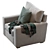 Pearce Square Armchair: Upholstered Elegance for Modern Living 3D model small image 2