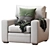 Elegant Pearce Square Armchair 3D model small image 1