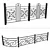 Elegant Wrought Iron Fence Set 3D model small image 3