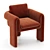 Luxurious Floria Velvet Chair 3D model small image 2