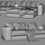 Elegant Minotti Leonard Chaise Sofa 3D model small image 4