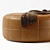 Luxury Saddle Leather Pouf Ottoman 3D model small image 4