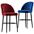 Elegant Austen Velvet Bar Stool 3D model small image 1