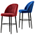 Elegant Austen Velvet Bar Stool 3D model small image 3